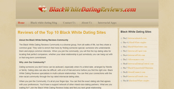 Screenshot of BlackWhiteDatingReviews.com