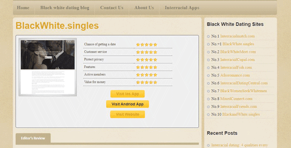 Screenshot of a review on BlackWhiteDatingReviews.com