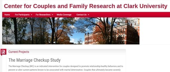 Screenshot from the Center for Couples and Family Research at Clark University
