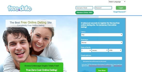 Screenshot of Free.Date's homepage