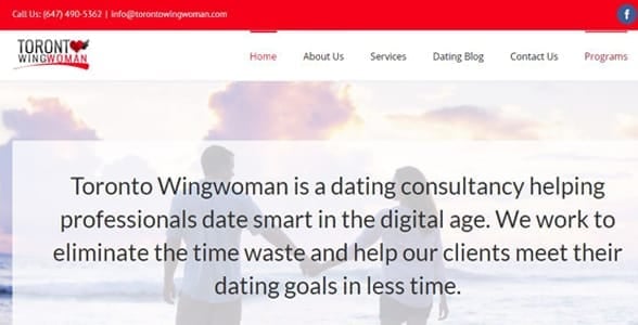 Screenshot of Toronto Wingwoman's website Screenshot of Toronto Wingwoman's website