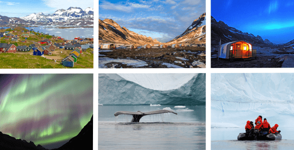 Collage of photos of Natural Habitat Adventures Discover Greenland trips