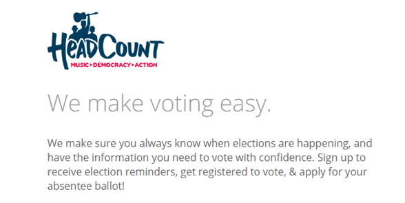 Screenshot from HeadCount's TurboVote page