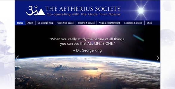 Screenshot of Aetherius Society's homepage
