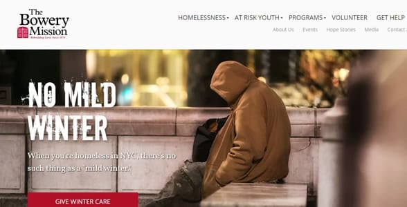 Screenshot of the Bowery Mission's website