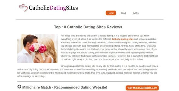 Screenshot of CatholicDatingSites.org