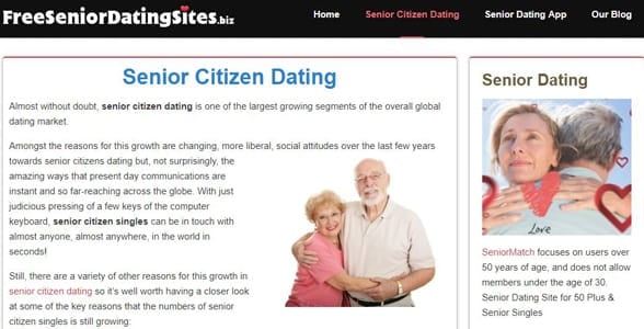 Screenshot of FreeSeniorDatingSites.biz