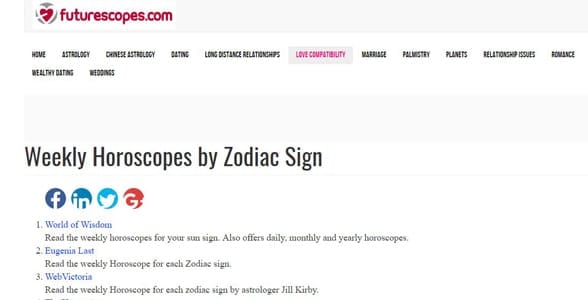 Screenshot from Futurescopes.com
