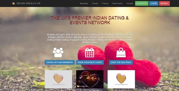Screenshot of IndianSinglesUK's homepage