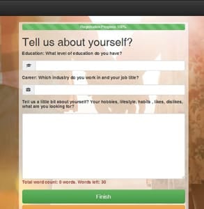 Screenshot of an IndianSinglesUK signup page