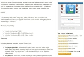 Screenshot of Match.com's review on FreeDatingSitesOver50.com