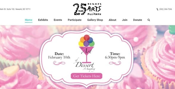 Screenshot from the Newark Arts Alliance website