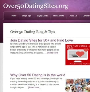 Screenshot of the Over50DatingSites.org's blog