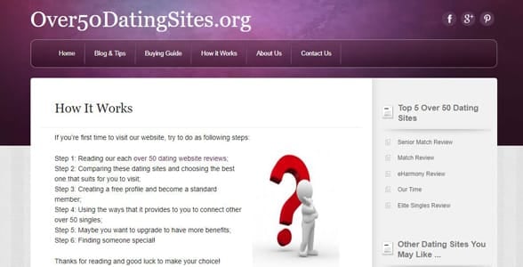 Screenshot of Over50DatingSites.org