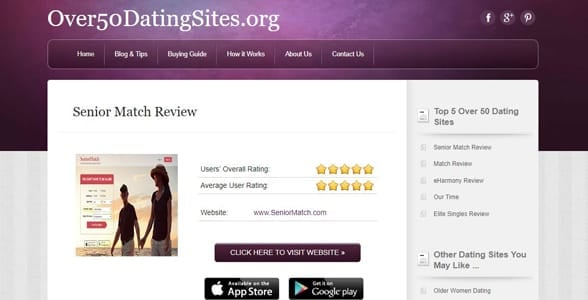 Screenshot of an Over50DatingSites.org review