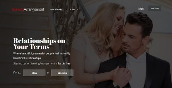 Screenshot of SeekingArrangement's homepage
