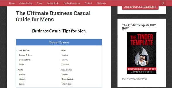 Screenshot of a Masculine Profiles article