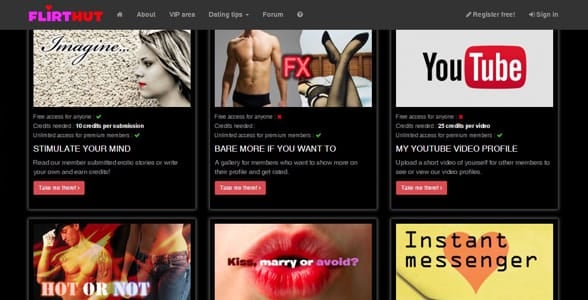 Screenshot from Flirthut.com's website