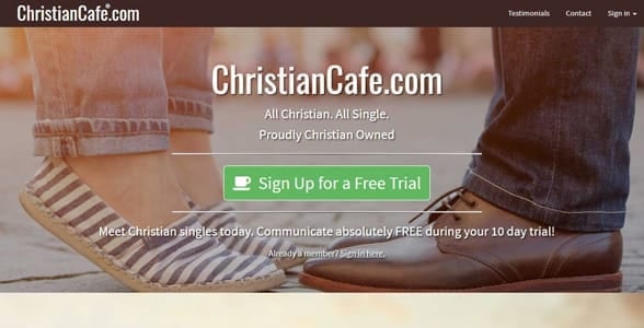Screenshot of ChristianCafe's homepage