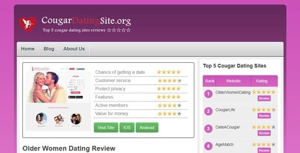 Screenshot of CougarDatingSite.com