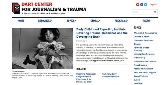 Screenshot of the Dart Center's website