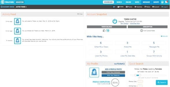 Screenshot of the Dashboad on Neumate