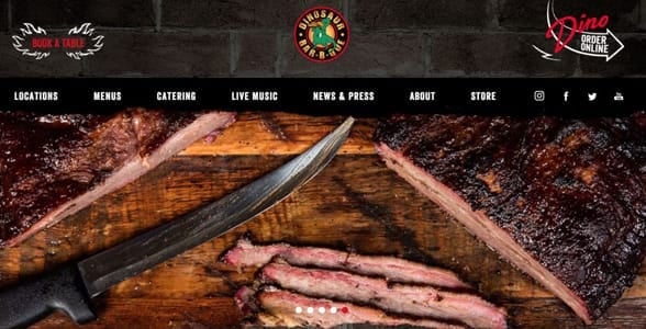 Screenshot from the Dinosaur Bar-B-Que's website