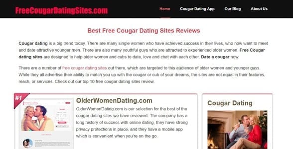 Screenshot of FreeCougarDatingSites.com