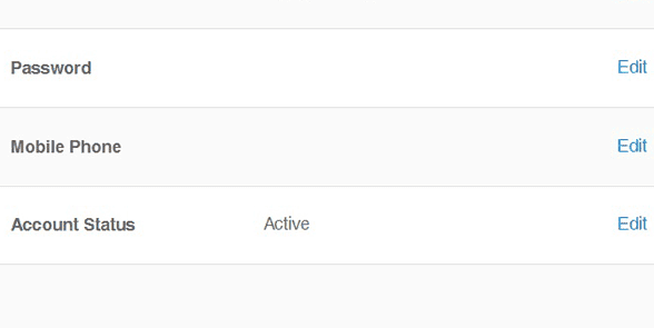 Screenshot of Zoosk account settings Screenshot of Zoosk account settings