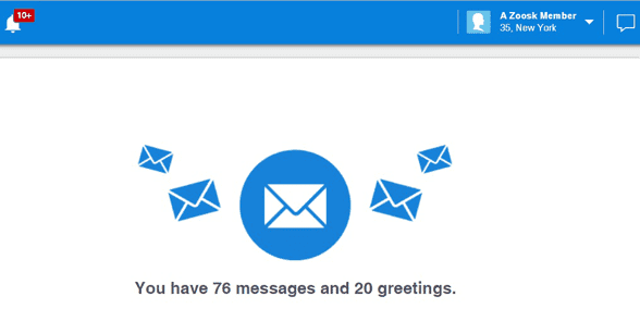 Screenshot of a Zoosk account Screenshot of a Zoosk account