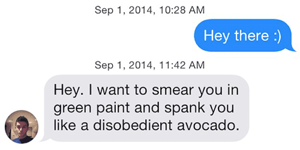 Photo of a Tinder message