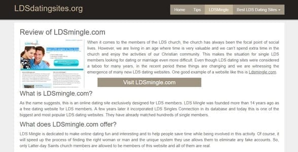 Screenshot of an LDSDatingSites.org review