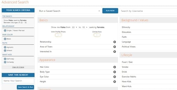 Screenshot of Neumate's search filters