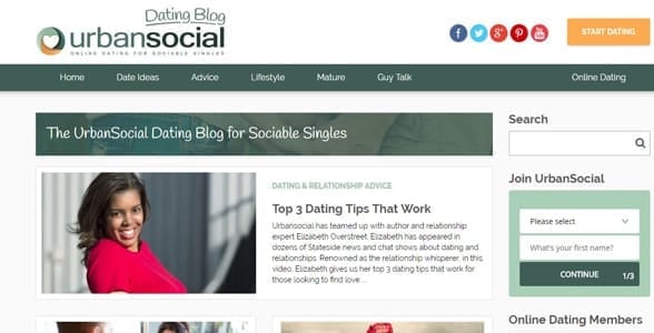 Screenshot of the UrbanSocial blog