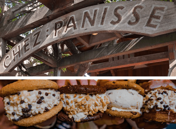 Collage of Chez Panisse sign and CREAM sandwiches