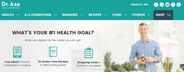 Screenshot of Dr. Axe's website