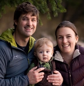 Photo of Spirit of the West Adventures owners, Breanne Quesnel and Rick Snowdon, with their son.