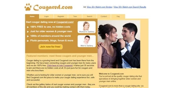 Screenshot of Cougared.com's homepage