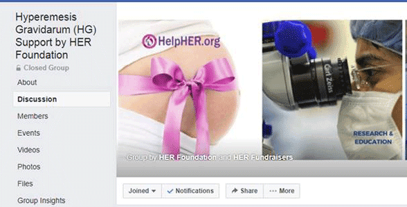 Screenshot of the HER Foundation's Facebook group