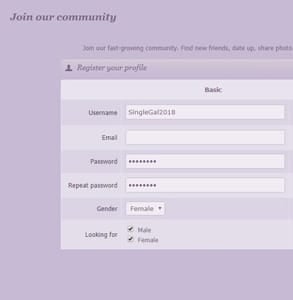 Screenshot of SeekingSugarMummy's sign-up page