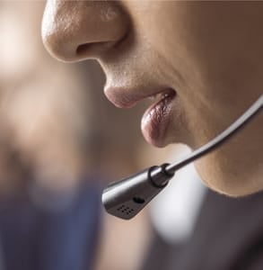 Photo of a call center volunteer