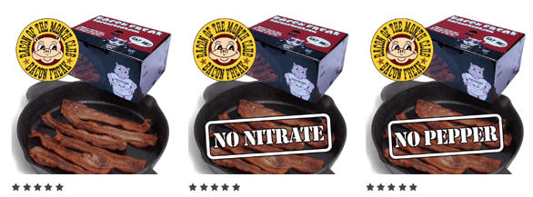 Screenshots of BaconFreak.com's Bacon of the Month Club