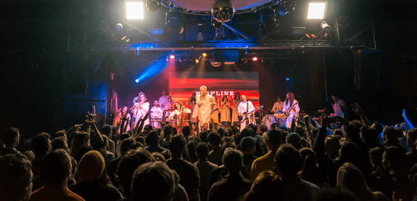 Photo of a Polyphonic Spree concert and the crowd