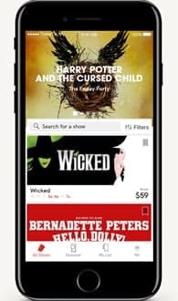 Screenshot of TodayTix's app