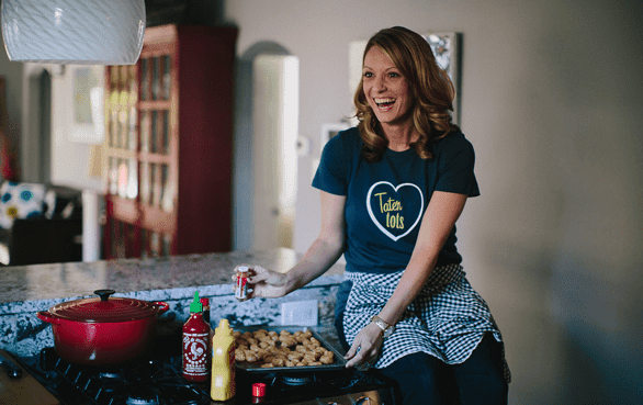 Photo of Lauren Grier cooking tater tots
