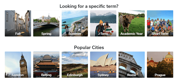 Screenshot of Go Overseas' search options Screenshot of Go Overseas' search options