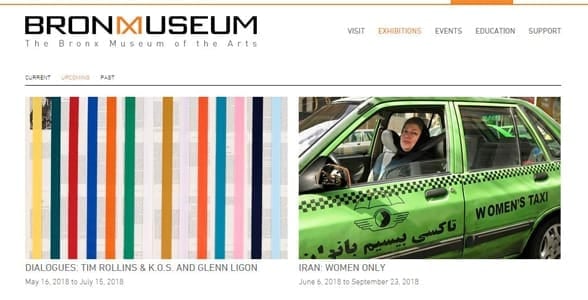 Screenshot of the Bronx Museum's exhibition page