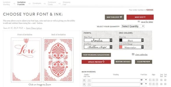 Screenshot of Invitation Consultants' personalization tools
