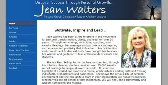 Screenshot of Jean Walters' website