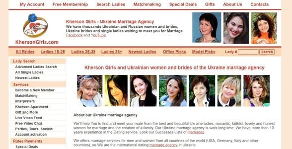 Screenshot of the Kherson Girls website